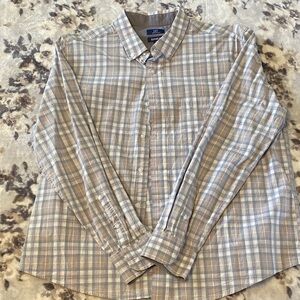 George Plaid Button-Down Shirt in Blue and Tan